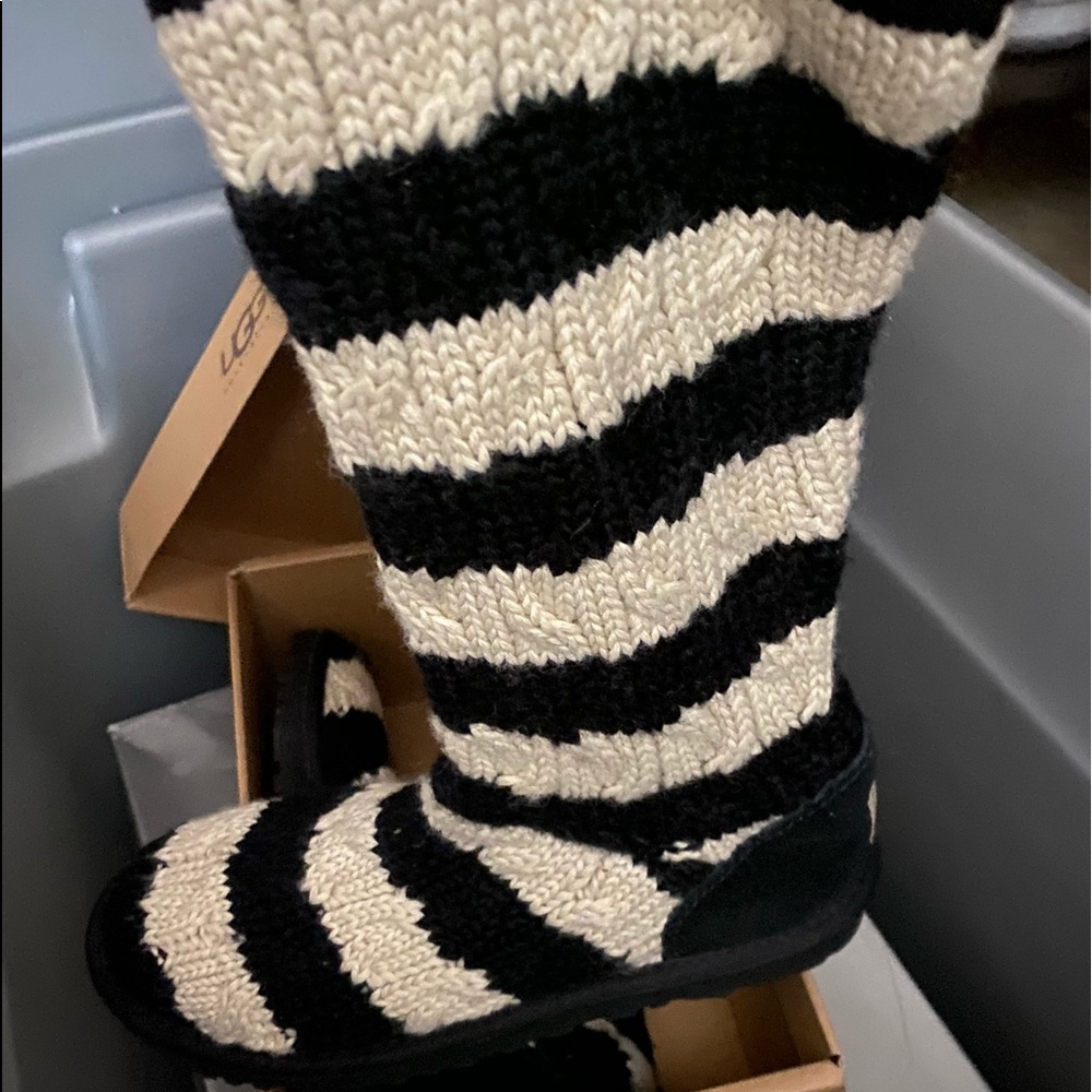 Black & Cream Stripped Ugg Boots